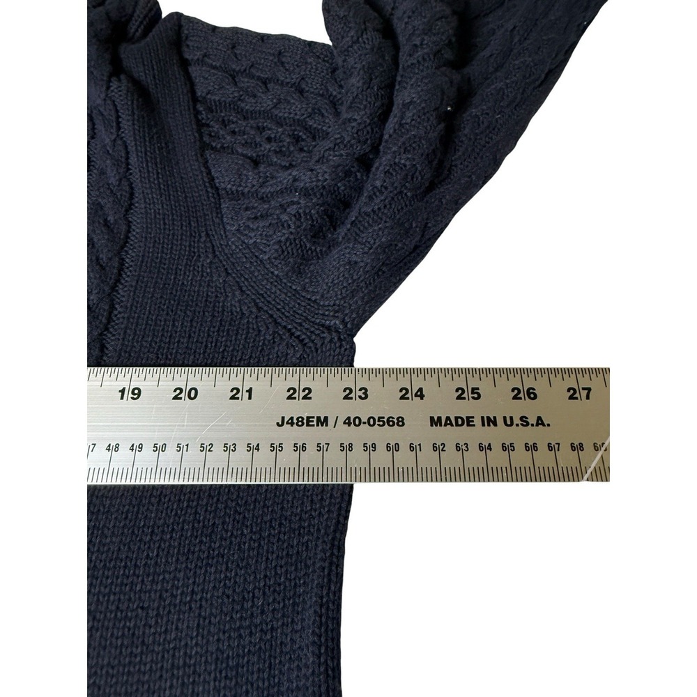J Crew shawl collar Cardigan XL Navy cable knit button up Grandpa Core coastal - Picture 6 of 11